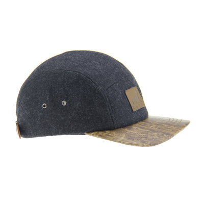 Bamboo PU Wool Camping Baseball Cap 5 Panel Snapback Hat Z Logo Wyryte Na Skórze
