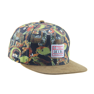 Niestandardowe drukowanie Camp Snapback 5 Panel Cap Z Suede Visor / Leather Strap