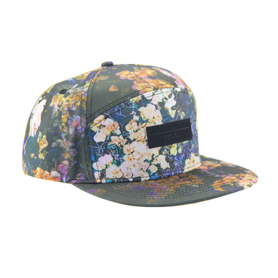 100% poliester 7 Panel Snapback Custom Camp Hat Z Logo Skórzane Na Przód