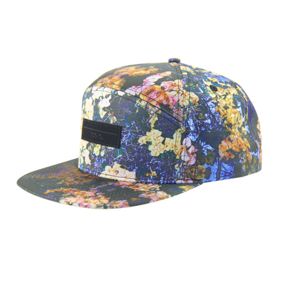 100% poliester 7 Panel Snapback Custom Camp Hat Z Logo Skórzane Na Przód