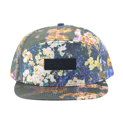 100% poliester 7 Panel Snapback Custom Camp Hat Z Logo Skórzane Na Przód