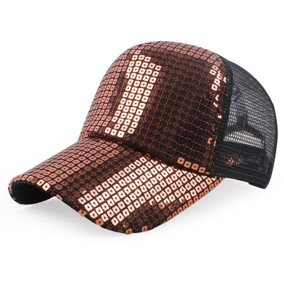 Cały dzień Komfort 5 Panel Mesh Trucker Hat Sequin Trucker Hat regulowany