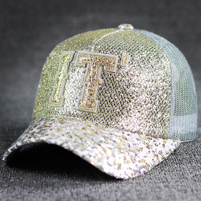 Cały dzień Komfort 5 Panel Mesh Trucker Hat Sequin Trucker Hat regulowany