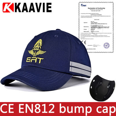 CE EN812 Ciemnoniebieska przemysłowa czapka z daszkiem Abs Insert Regulowane zapięcie