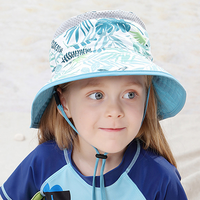 Regulowana 48 cm czapka przeciwsłoneczna dla niemowląt Toddler Swim Beach Pool Cap UPF 50+ z szerokim rondem